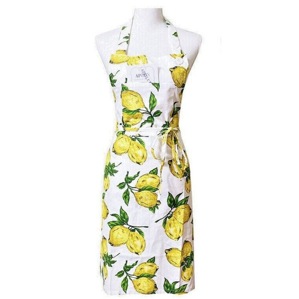 April Cornell Lemons Lemon Apron French Country 100% Cotton Yellow White